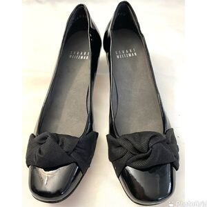 Stuart Weitzman Bow Black Patent Kitten Heel Women’s Shoes Size 5 Medium